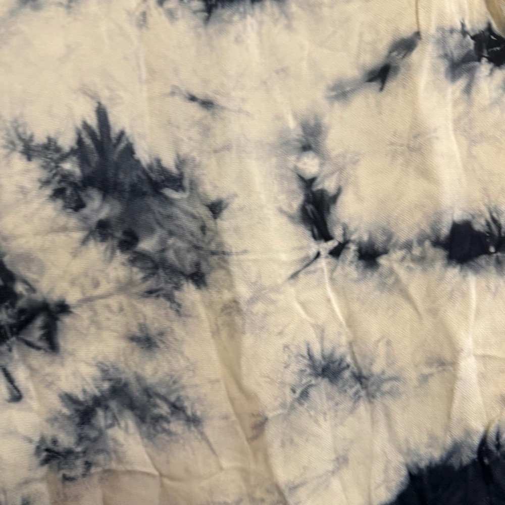 Zara Cream Navy Blue Tie Dyed Tee Shirt Style Dress Short Sleeve Size Small - Picture 4 of 8